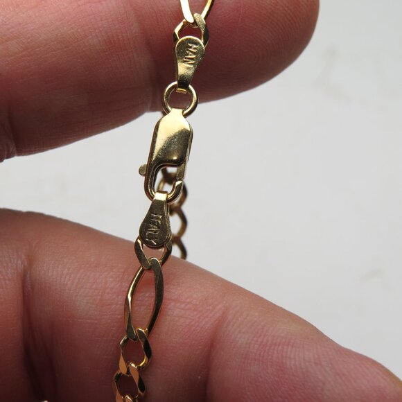 18k *925 Sterling Silver Figaro Link Necklace - Picture 3 of 3